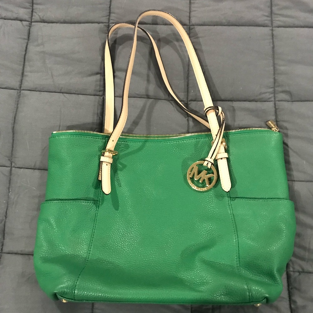 Michael Kors green leather bag